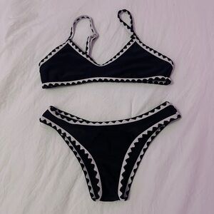 Black and white two piece bikini